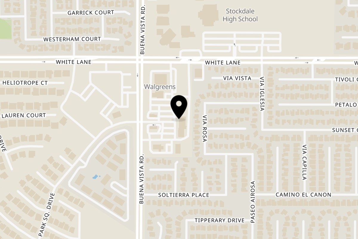 Map showing the location of Amara Indian Cuisine & Bar on 3300 Buena Vista Rd d4 in Bakersfield